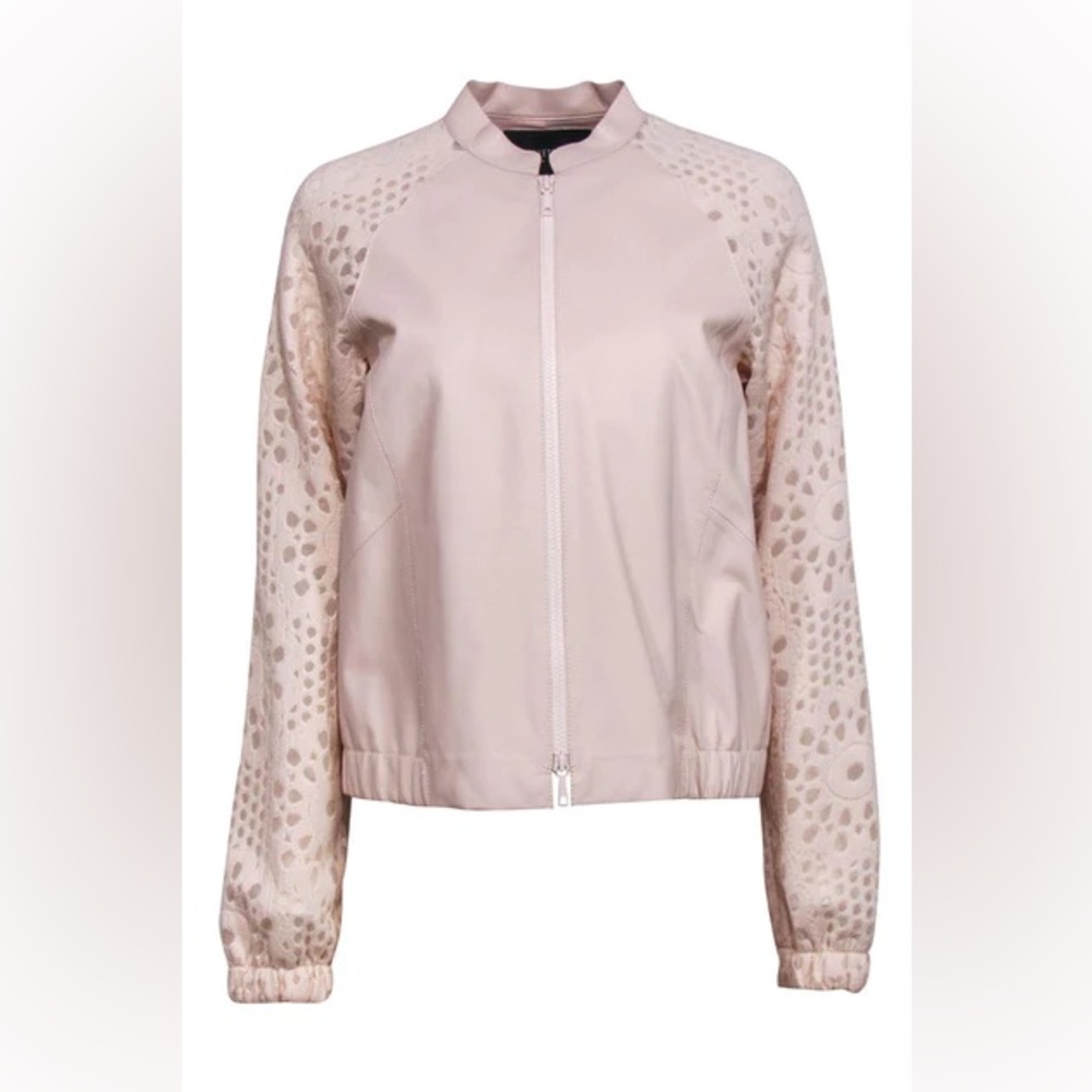 Lafayette 148 blush lambskin bomber jacket size medium